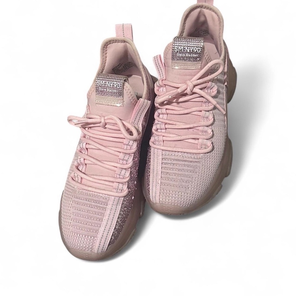 Steve Madden “Maxima” pink rhinestone sneakers
